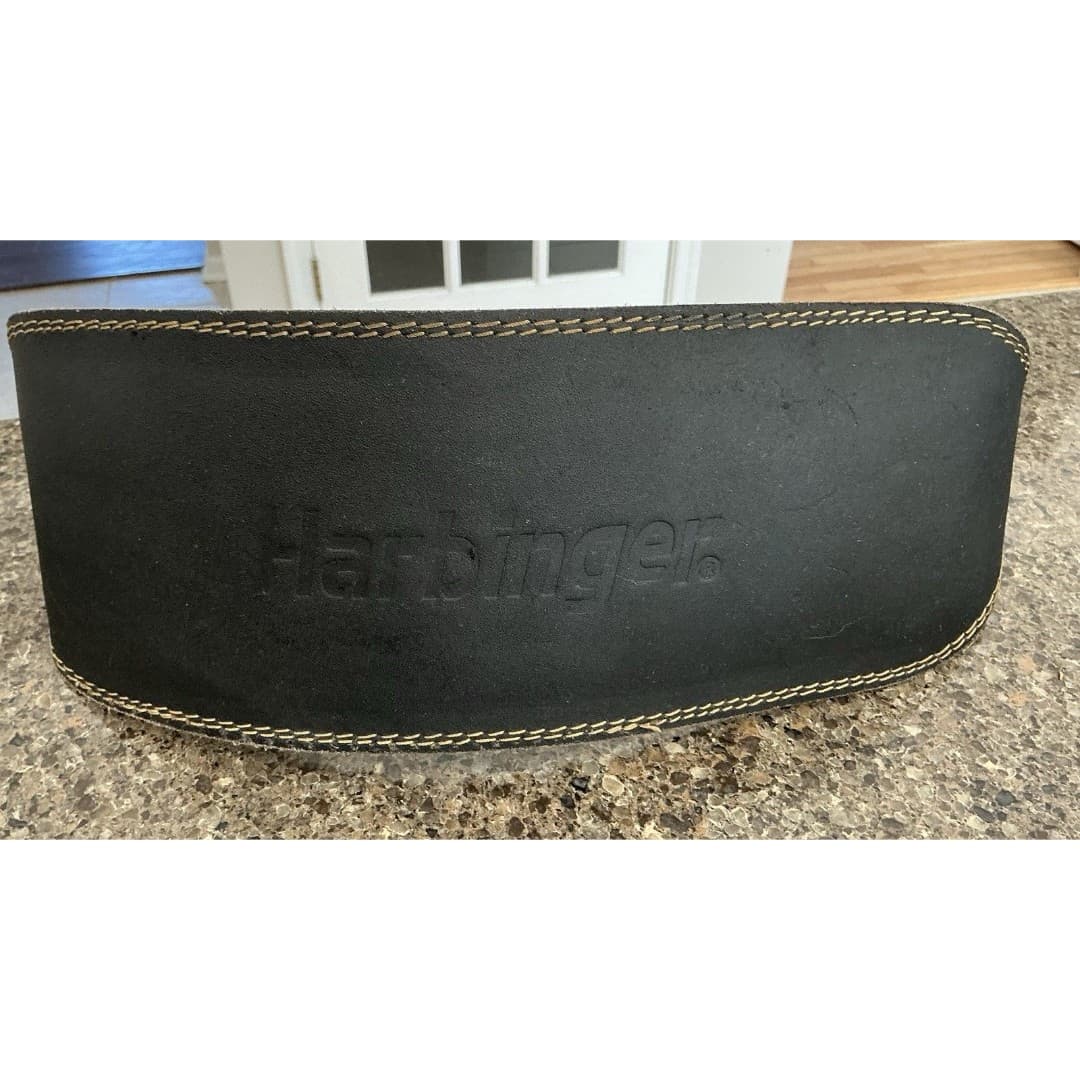 Harbinger 6" Padded Black Leather Weight Lifting Belt Size Large.