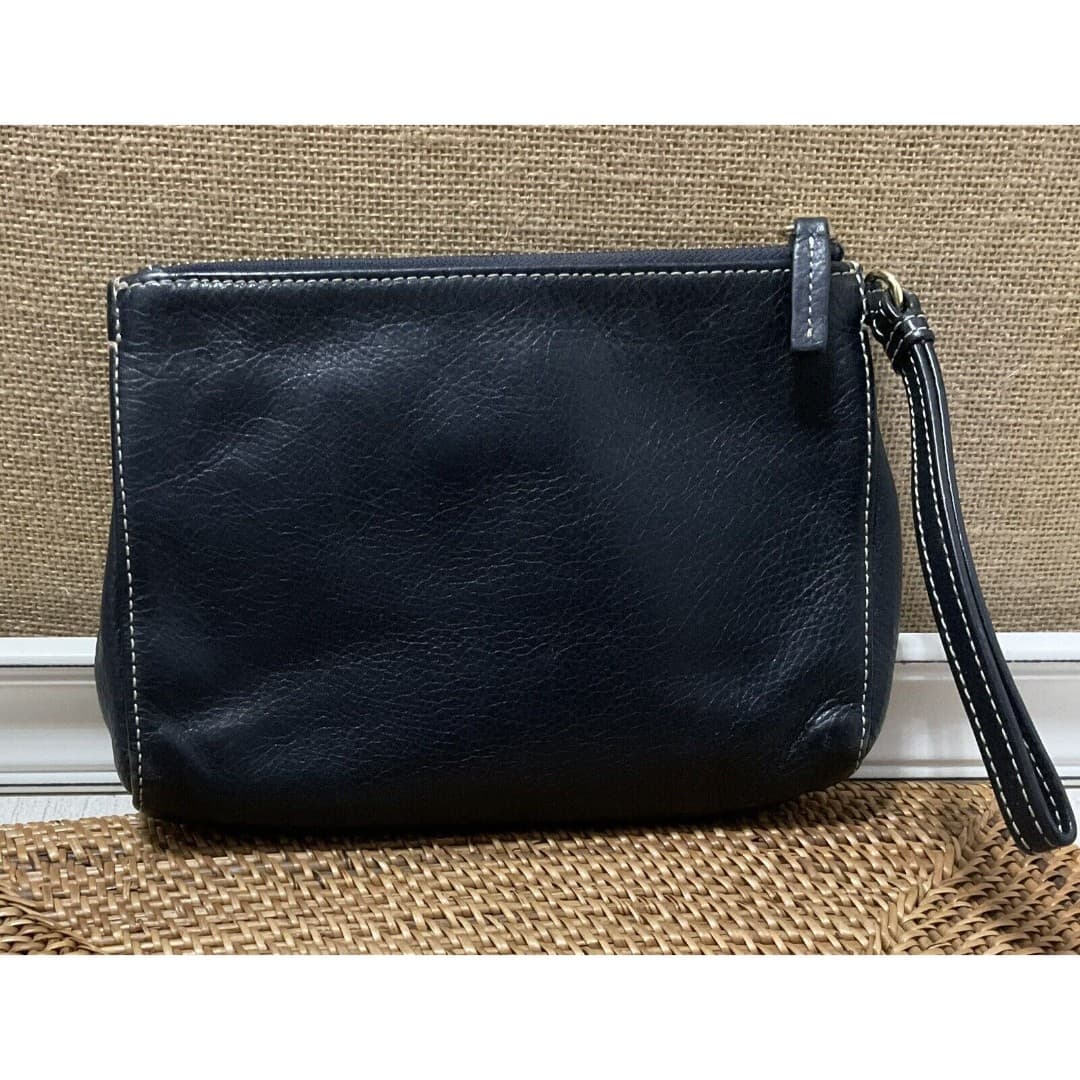 Talbots Navy Blue Soft Pebbled Leather Wristlet - Thumbnail 2