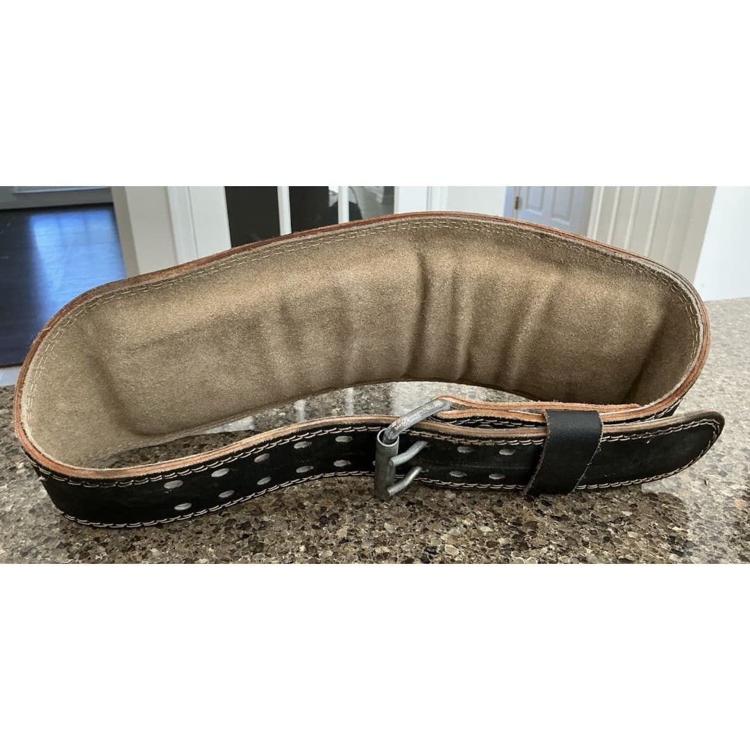 Harbinger 6" Padded Black Leather Weight Lifting Belt Size Large. - Thumbnail 3