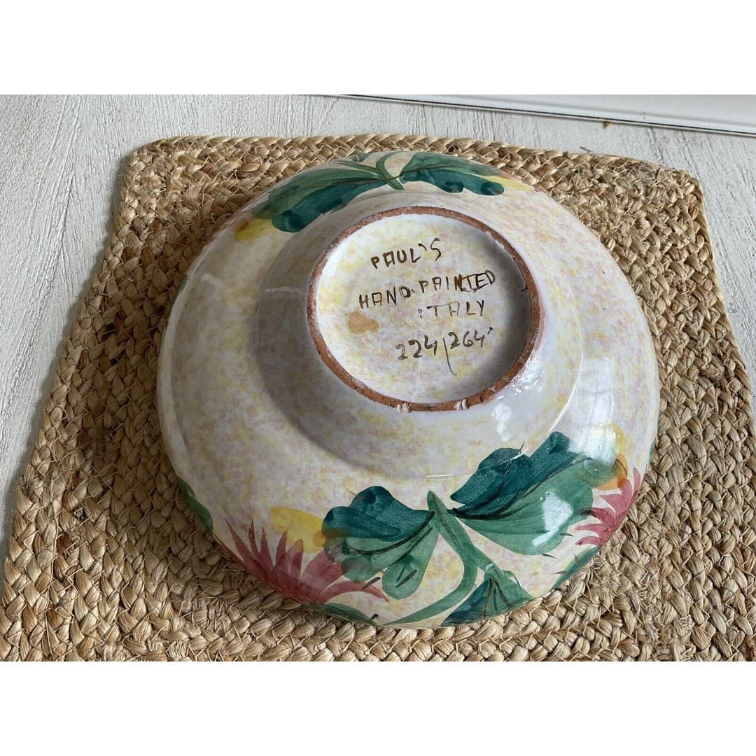 Vintage Floral Glazed Pottery Planter/Bowl Made In Italy - Thumbnail 3