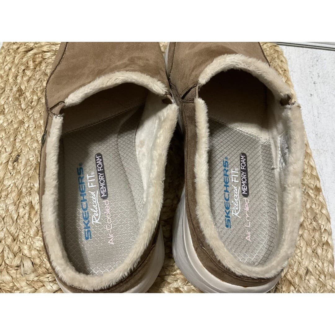 Skechers Size9 Easy Going Latte Suede+Faux Fur Lined, Memory Foam Slip on - Thumbnail 6