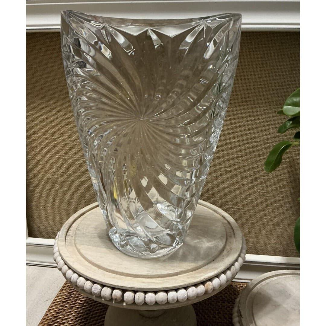 Vintage STUDIO NOVA V Shape Designed Vase Heavy Crystal Ball Weighted Base - Thumbnail 3