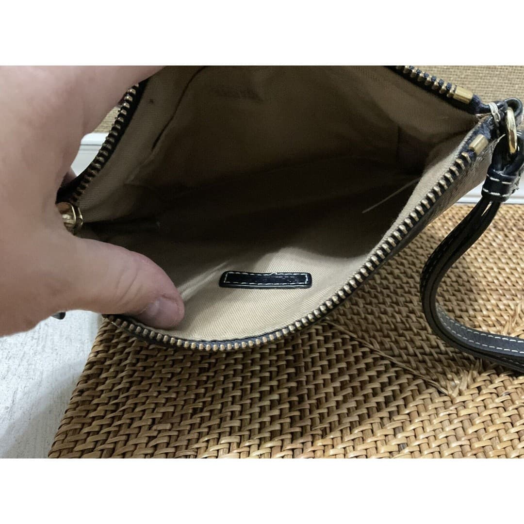Talbots Navy Blue Soft Pebbled Leather Wristlet - Thumbnail 6