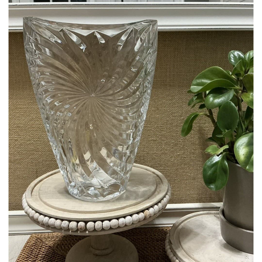 Vintage STUDIO NOVA V Shape Designed Vase Heavy Crystal Ball Weighted Base - Thumbnail 2