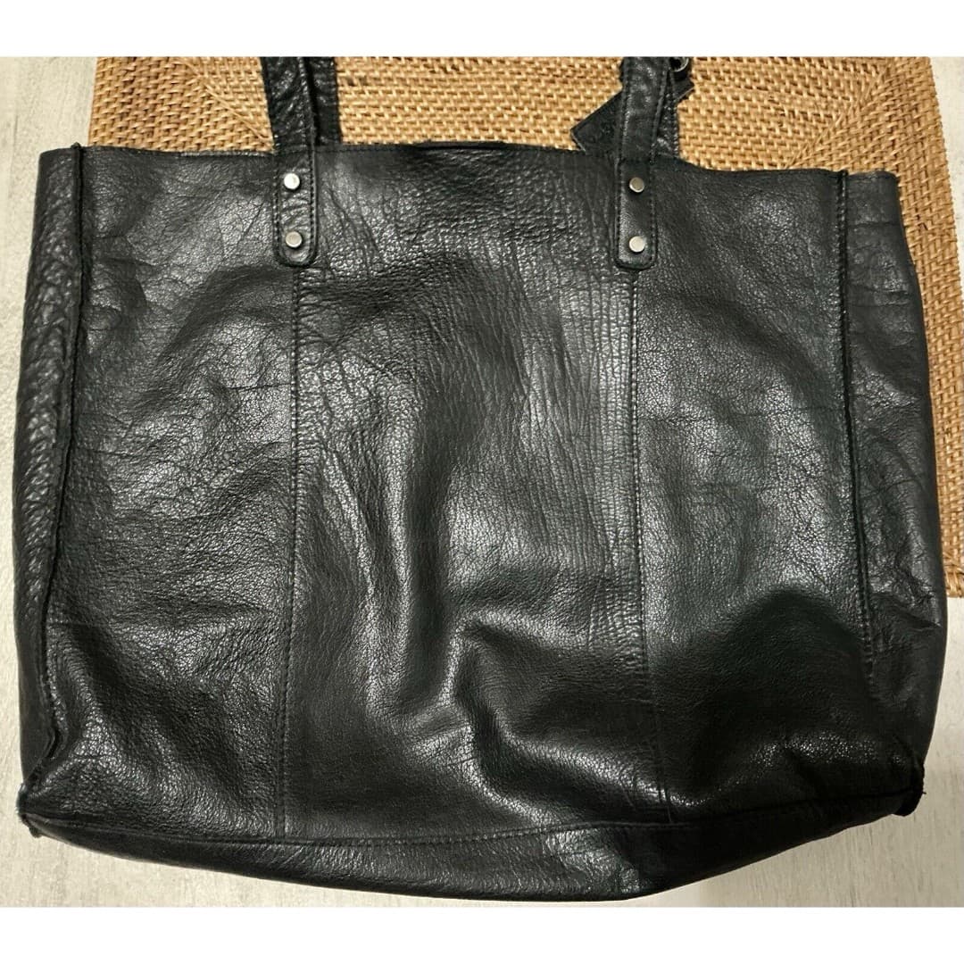 G.H. Bass & Co. Black Leather Floppy Shopping Tote Bag - Thumbnail 3