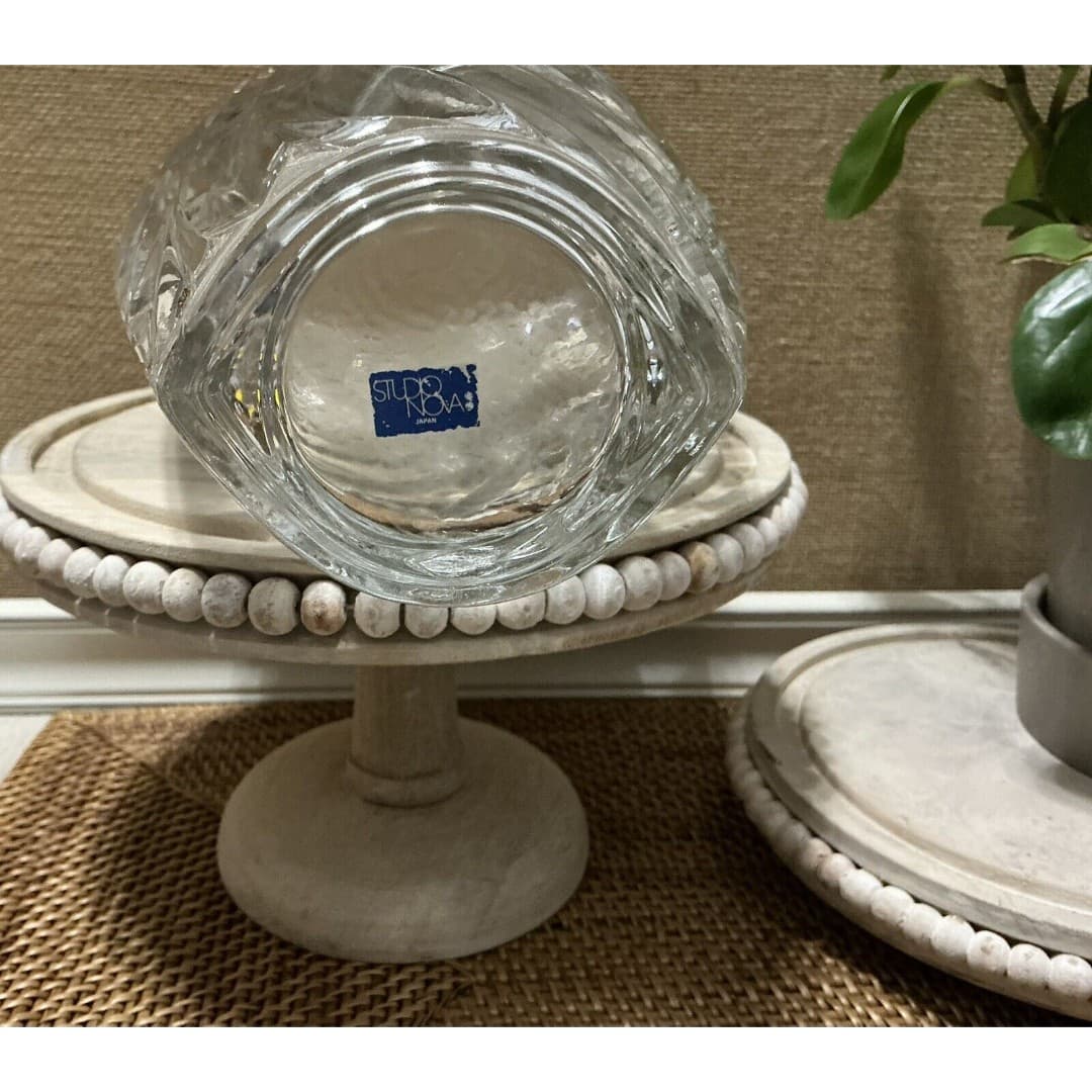 Vintage STUDIO NOVA V Shape Designed Vase Heavy Crystal Ball Weighted Base - Thumbnail 4