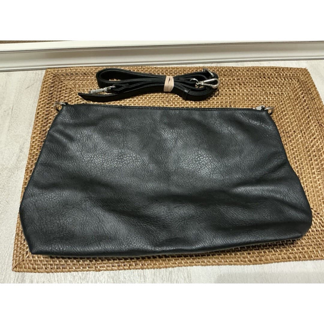 G.H. Bass & Co. Black Leather Floppy Shopping Tote Bag - Thumbnail 4