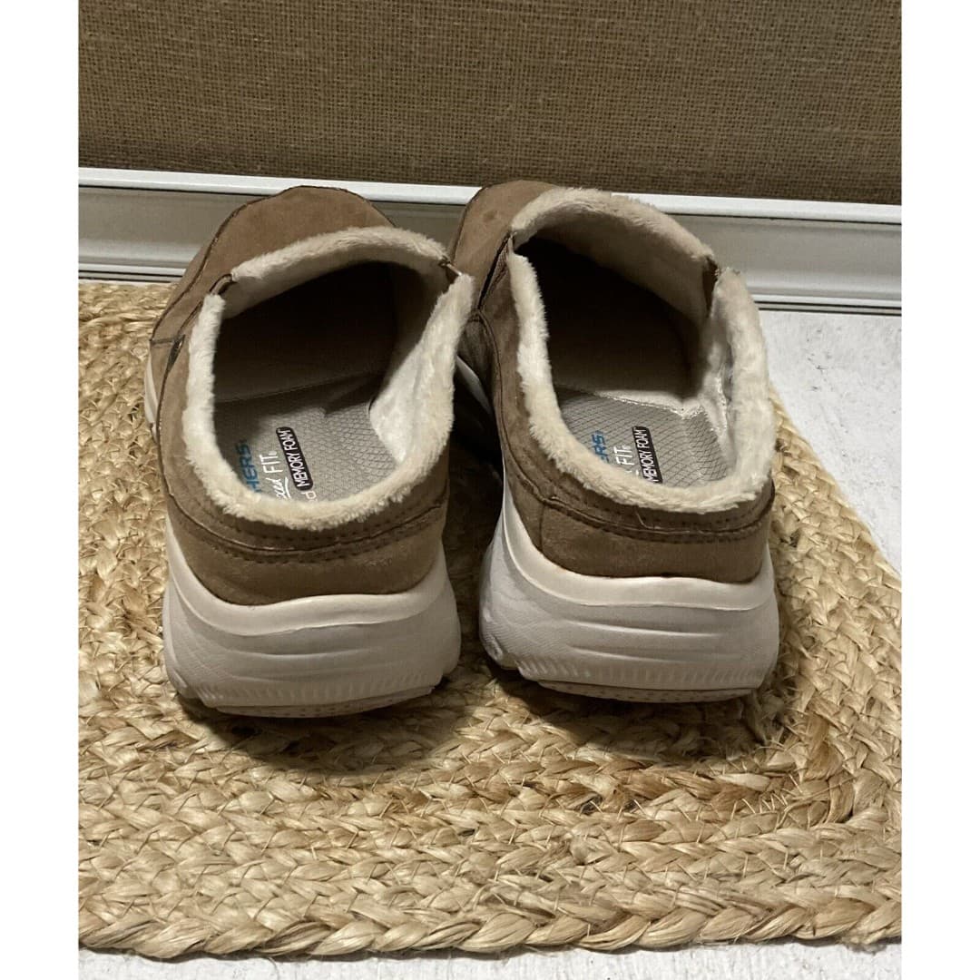 Skechers Size9 Easy Going Latte Suede+Faux Fur Lined, Memory Foam Slip on - Thumbnail 5