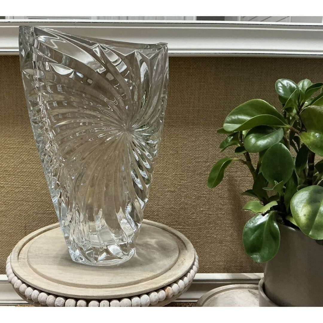 Vintage STUDIO NOVA V Shape Designed Vase Heavy Crystal Ball Weighted Base - Thumbnail 6