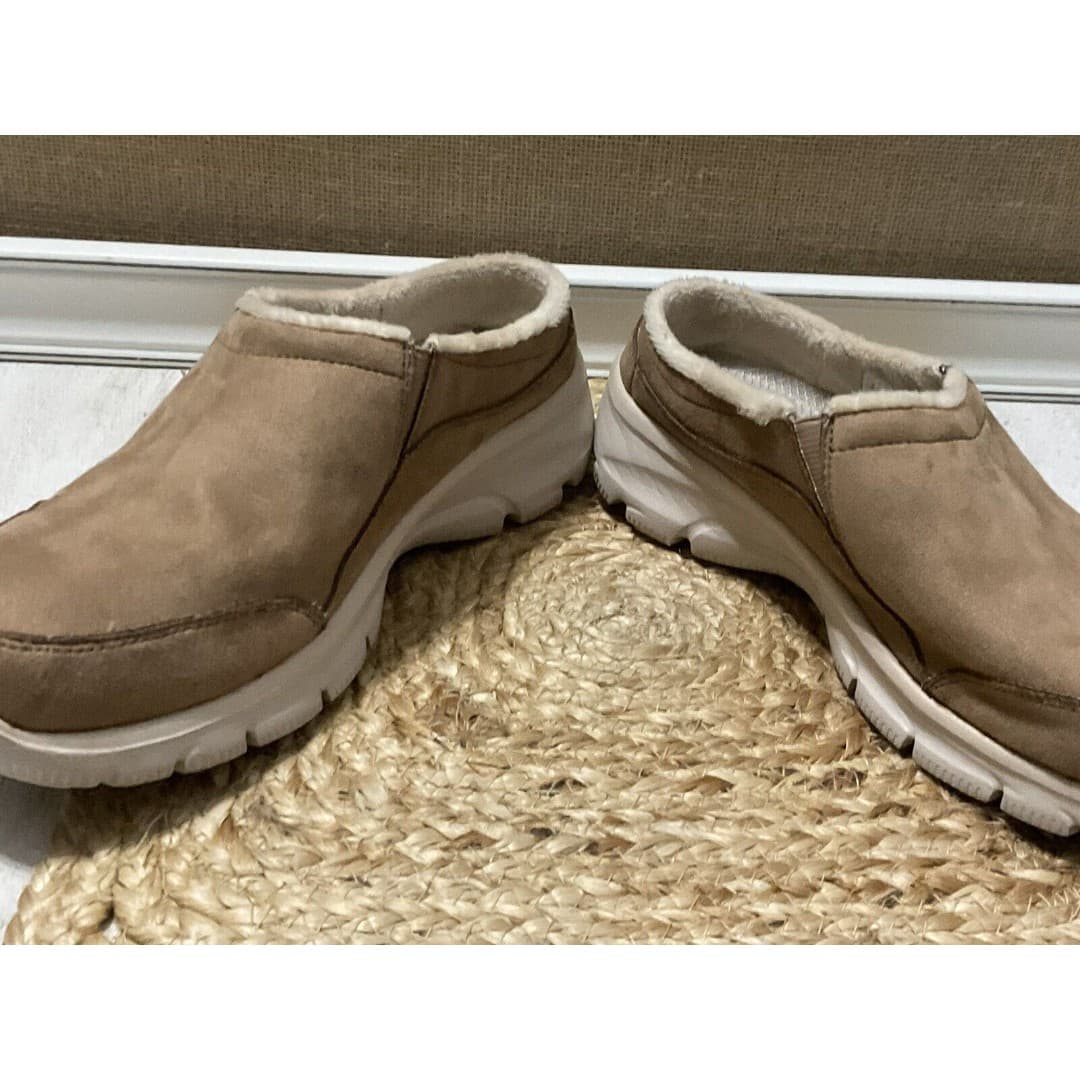 Skechers Size9 Easy Going Latte Suede+Faux Fur Lined, Memory Foam Slip on - Thumbnail 8