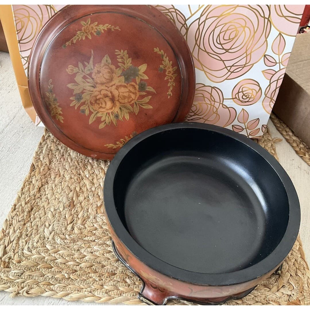 Round Floral Vintage Look Jewelry/Trinket Box By Domain - Thumbnail 3
