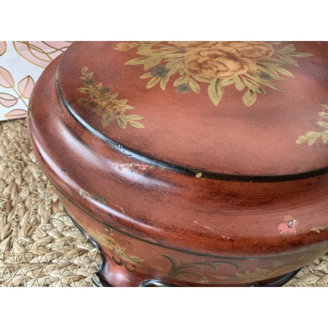 Round Floral Vintage Look Jewelry/Trinket Box By Domain - Thumbnail 7