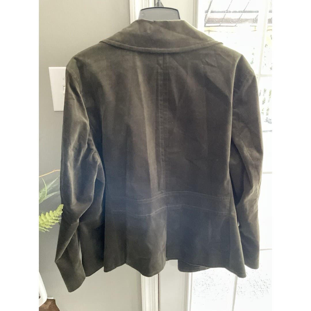TALBOTS Velvet Military Jacket Women’s Sz 20 Army Green Cotton Stretch - Thumbnail 5