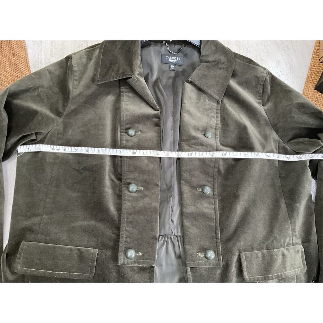 TALBOTS Velvet Military Jacket Women’s Sz 20 Army Green Cotton Stretch - Thumbnail 10