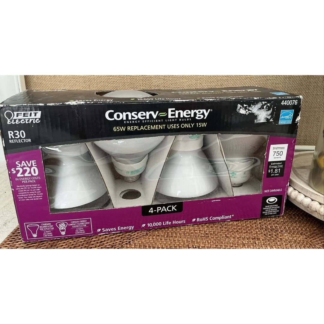 Feit R30 Reflector Conserv Energy 65W Replacement Light Bulbs 4-Pack #440076 New