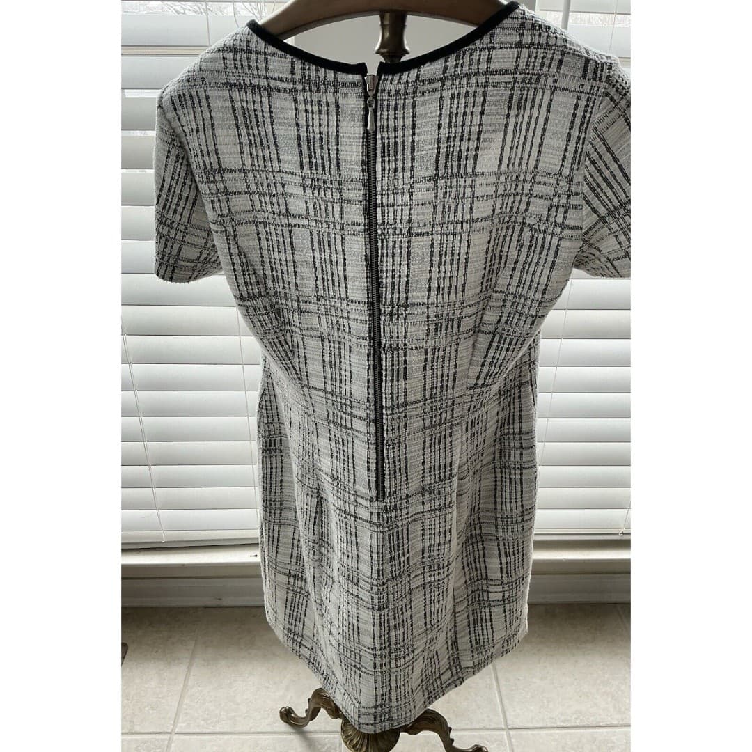 Sharagano Women’s Size 16 Black/White Tweed Short Sleeve Boat Neck Career Dress - Thumbnail 6