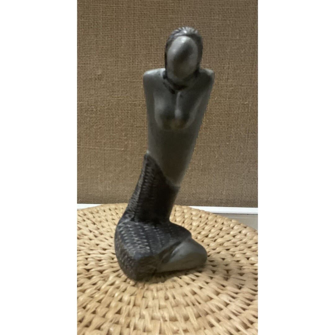Zimbabwe Shona Serpentine Stone Sculpture African Art Woman - Thumbnail 11