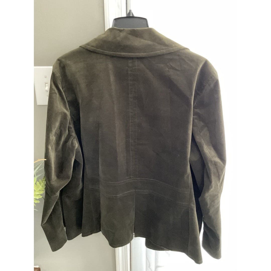 TALBOTS Velvet Military Jacket Women’s Sz 20 Army Green Cotton Stretch - Thumbnail 4