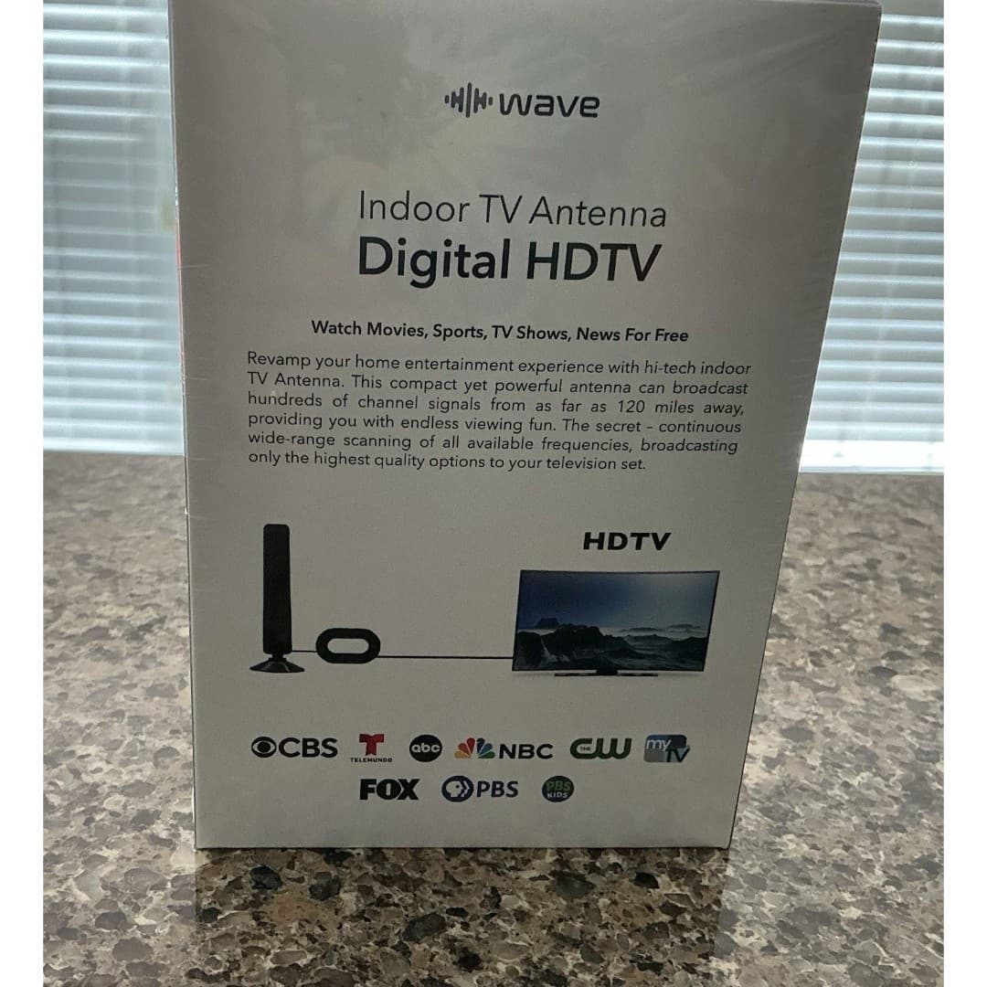 Wave Max Indoor TV Antenna 4K Ultra HD Signal Booster 1080p NEW - Thumbnail 2