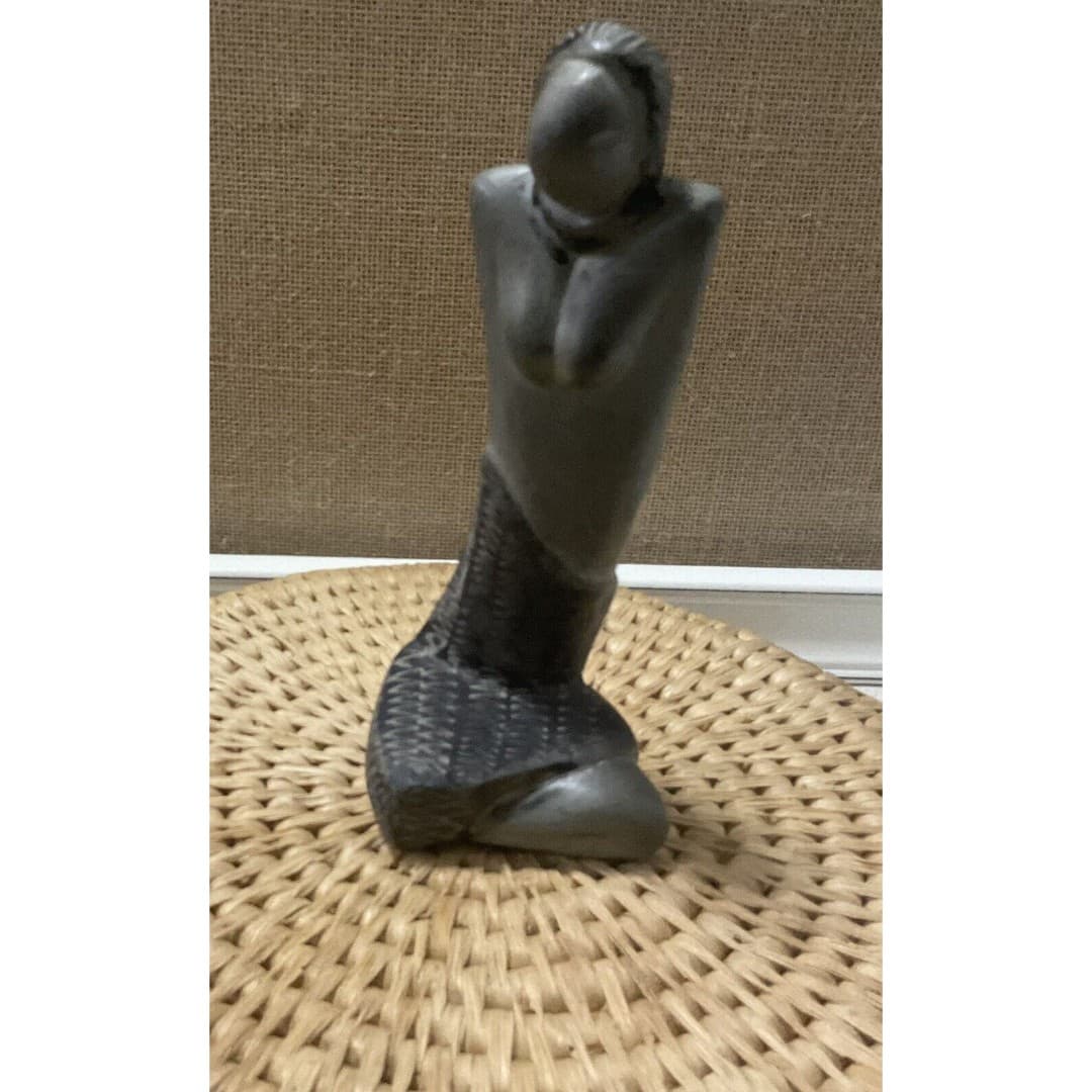 Zimbabwe Shona Serpentine Stone Sculpture African Art Woman - Thumbnail 6