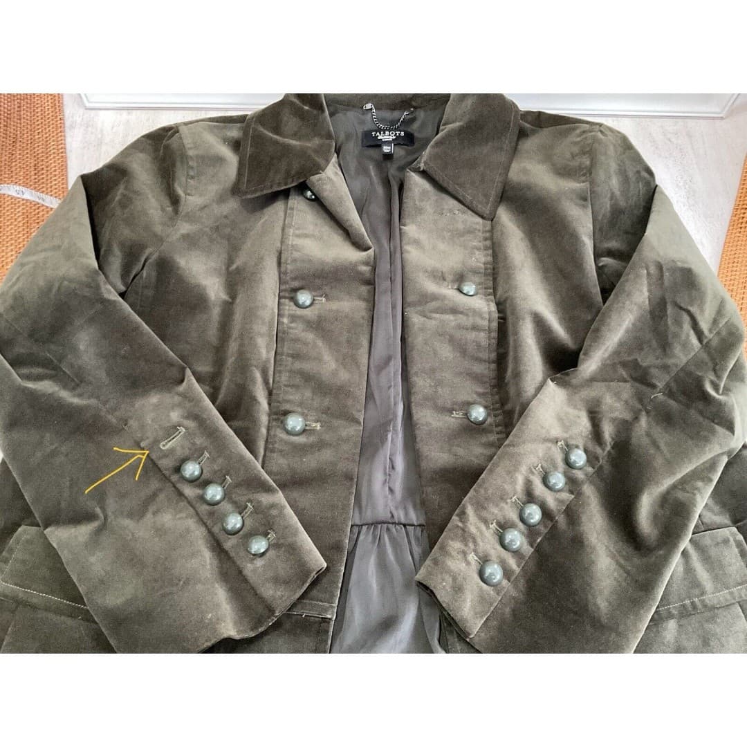 TALBOTS Velvet Military Jacket Women’s Sz 20 Army Green Cotton Stretch - Thumbnail 12