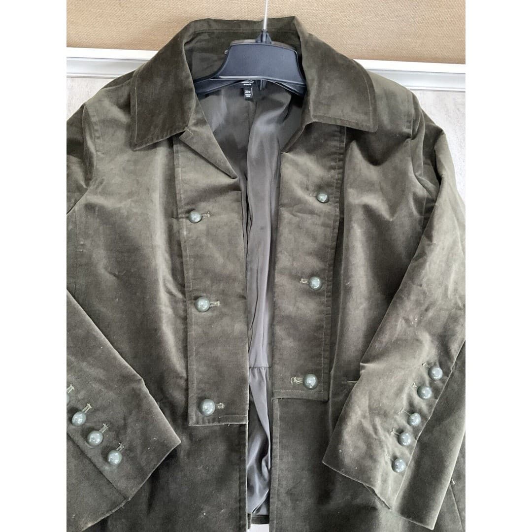 TALBOTS Velvet Military Jacket Women’s Sz 20 Army Green Cotton Stretch - Thumbnail 7
