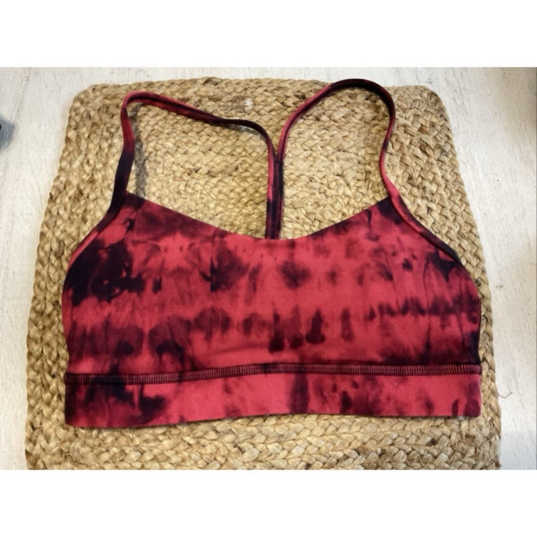 Lululemon Flow Y Bra Red Black Print Women's 4
