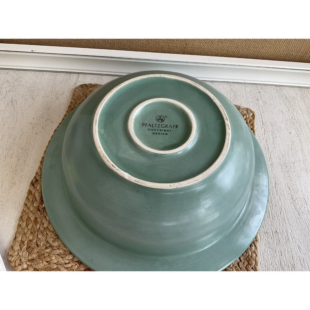 Pfaltzgraff Stoneware Green Large Serving Bowl 13.5” Mexico - Thumbnail 7