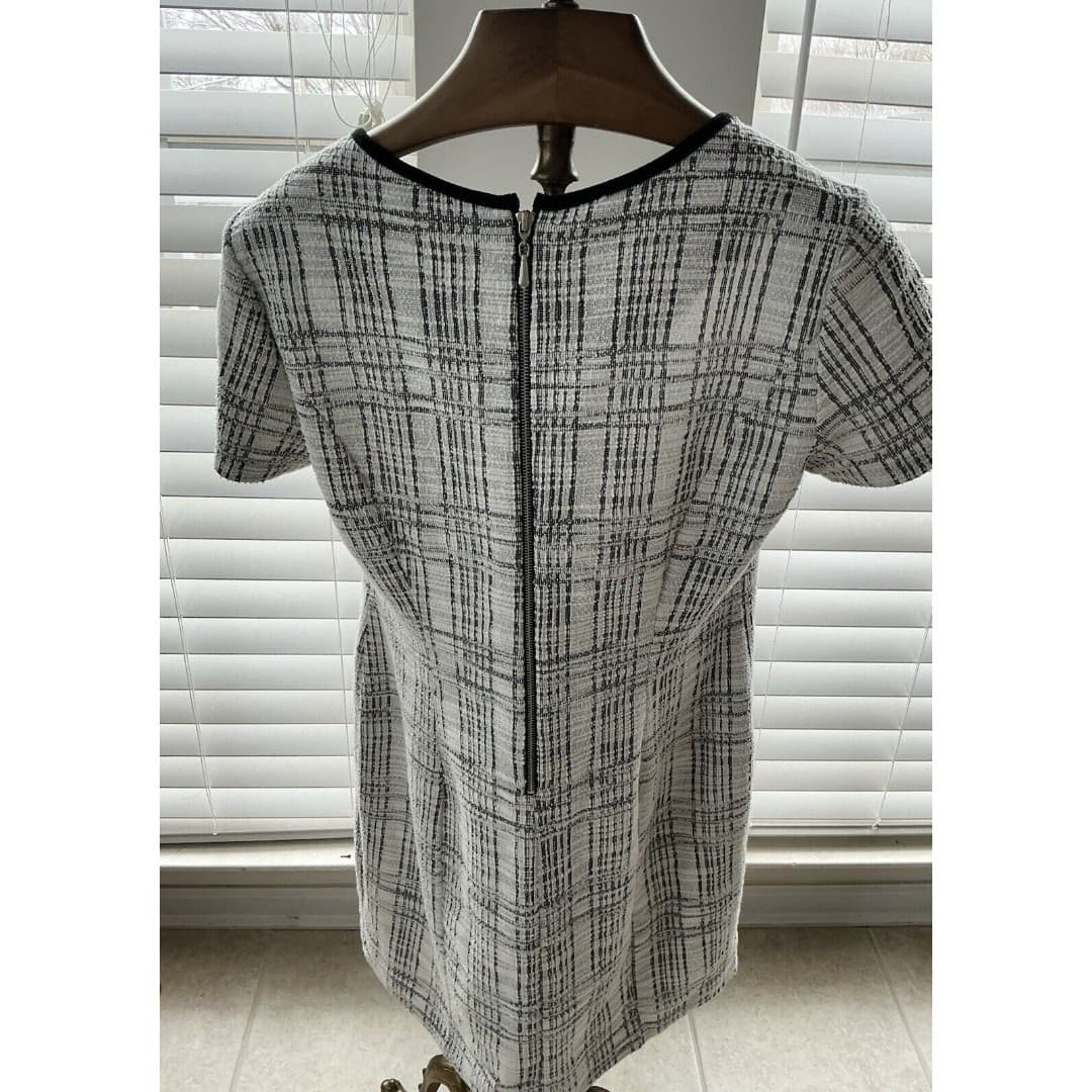 Sharagano Women’s Size 16 Black/White Tweed Short Sleeve Boat Neck Career Dress - Thumbnail 2