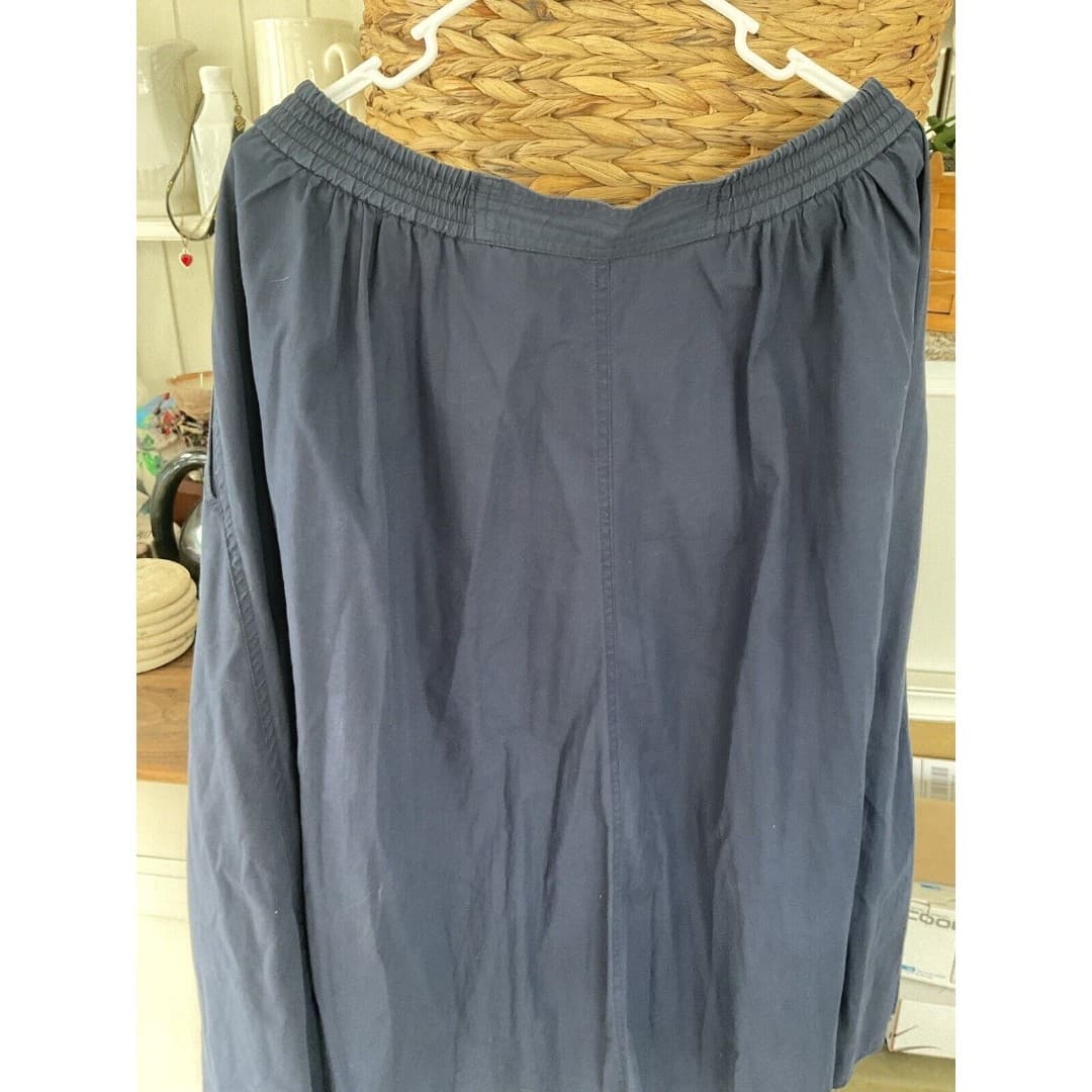 CHAUS Vintage Blue Cotton Button Down Flare Skirt Sz 16 - Thumbnail 2