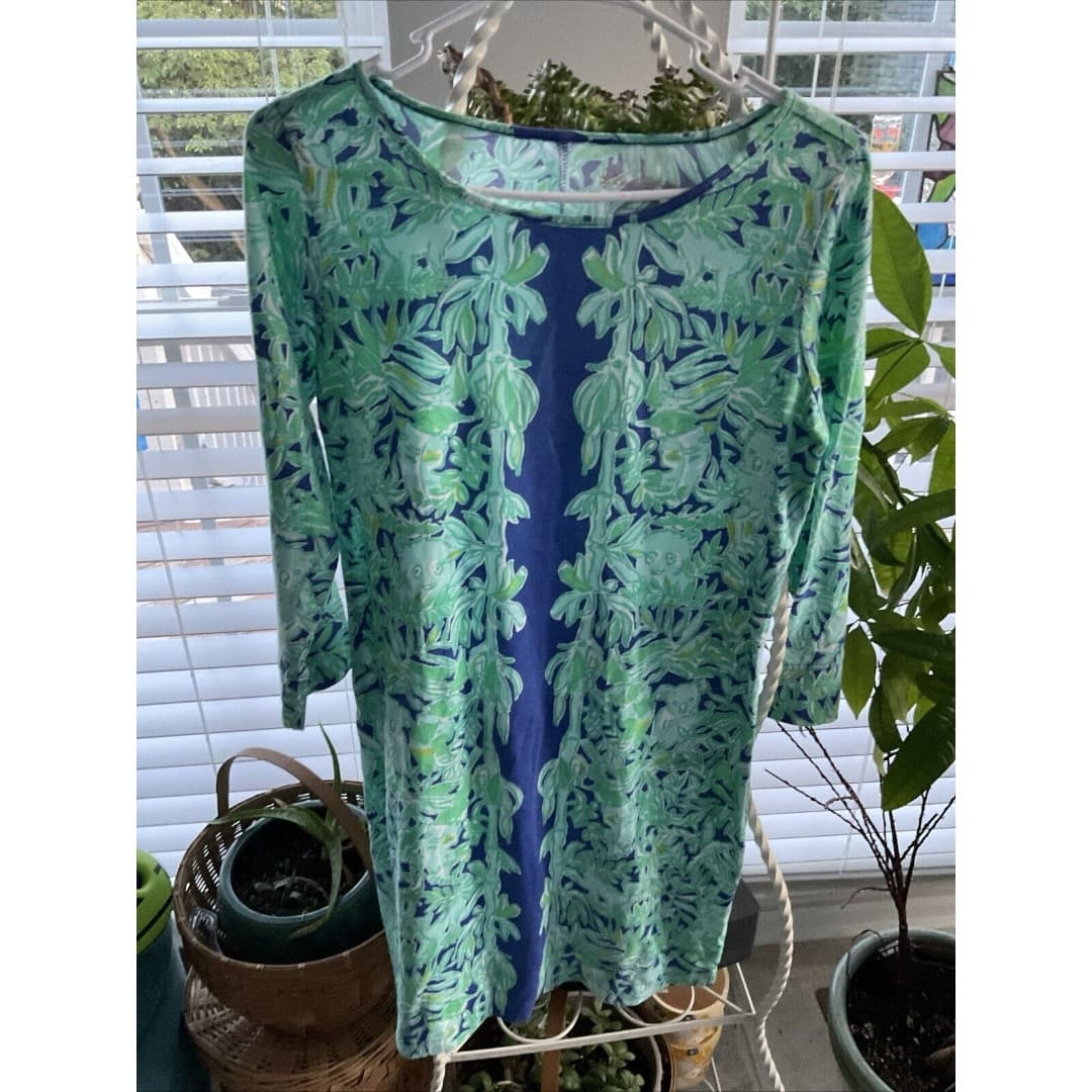 Lilly Pulitzer SZ S Marlowe Dress Poolside Blue Koala Of The Wild Engineered