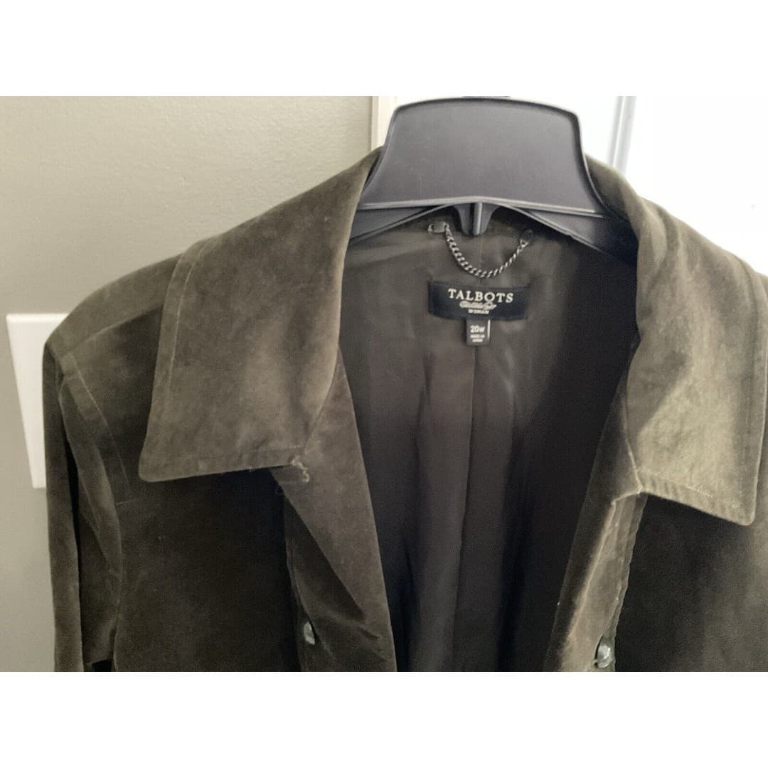 TALBOTS Velvet Military Jacket Women’s Sz 20 Army Green Cotton Stretch - Thumbnail 3