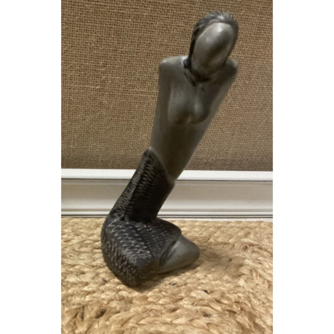 Zimbabwe Shona Serpentine Stone Sculpture African Art Woman - Thumbnail 3