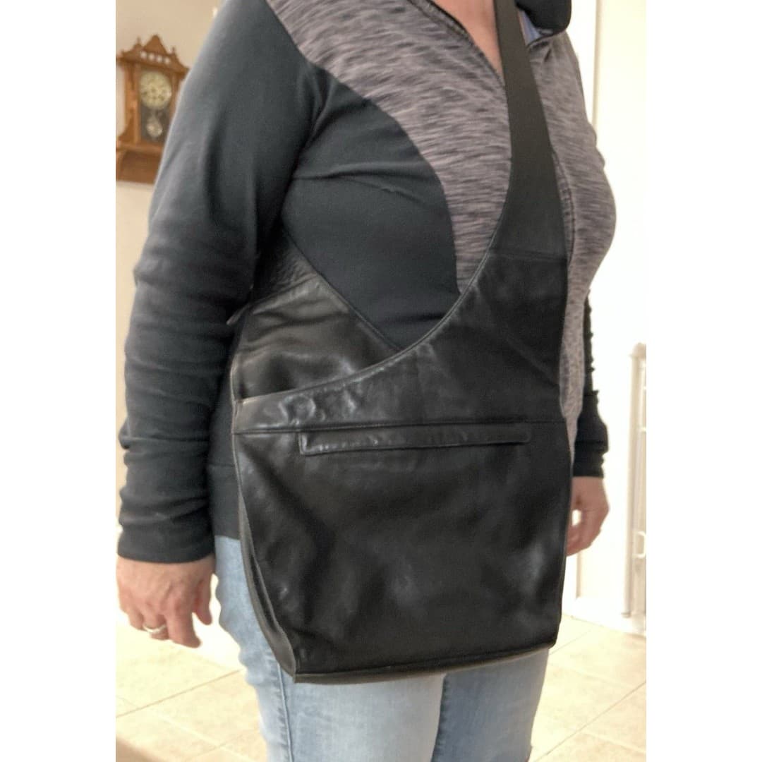 Vintage Classiques Entier Black Leather Crossbody Bag - Thumbnail 2