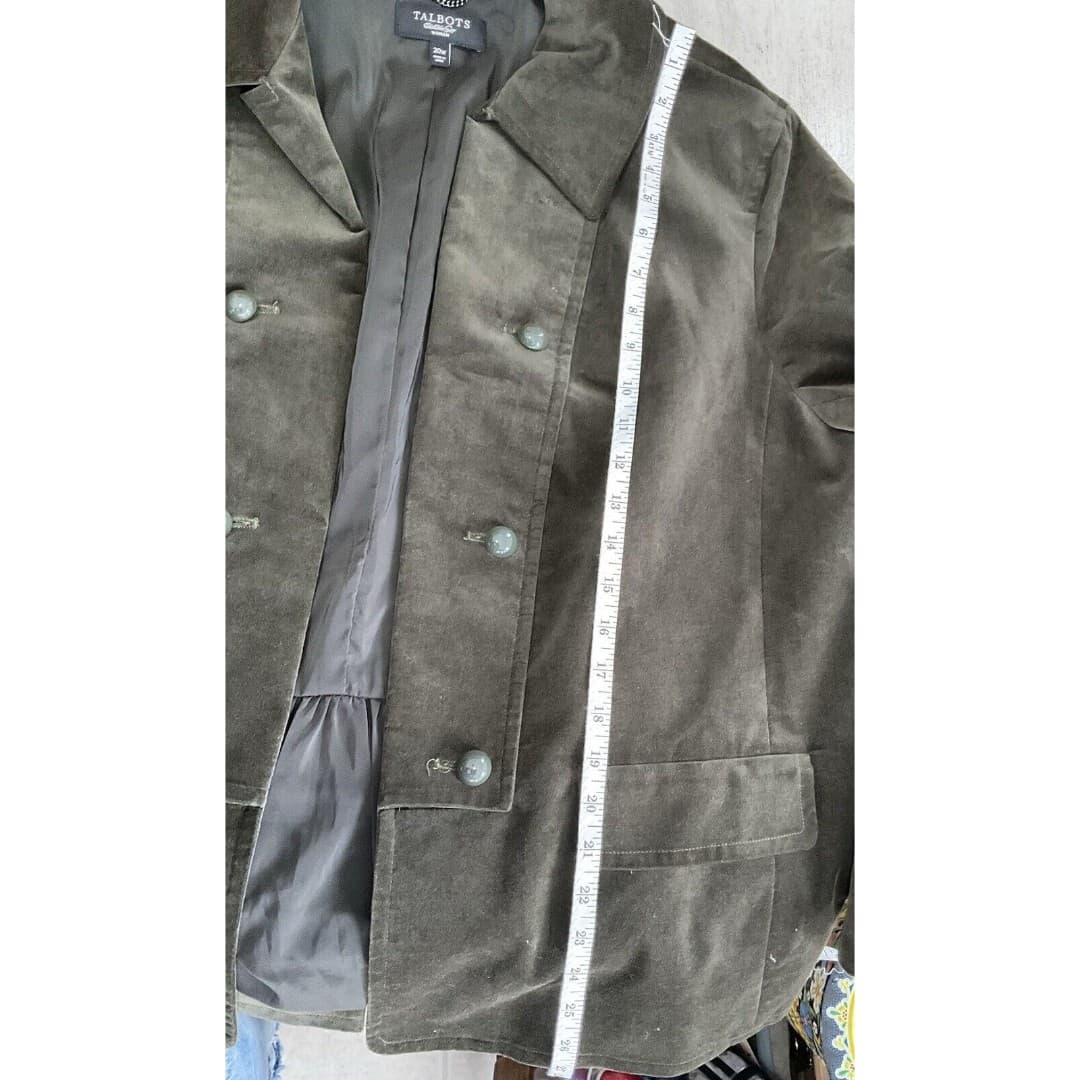TALBOTS Velvet Military Jacket Women’s Sz 20 Army Green Cotton Stretch - Thumbnail 11