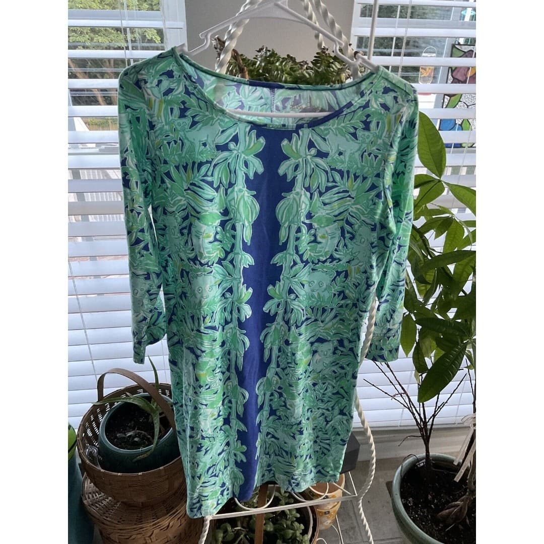 Lilly Pulitzer SZ S Marlowe Dress Poolside Blue Koala Of The Wild Engineered - Thumbnail 4