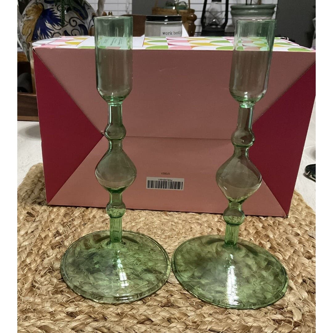 Poketo Glass Candlestick Holder - Set of 2. New - Thumbnail 2