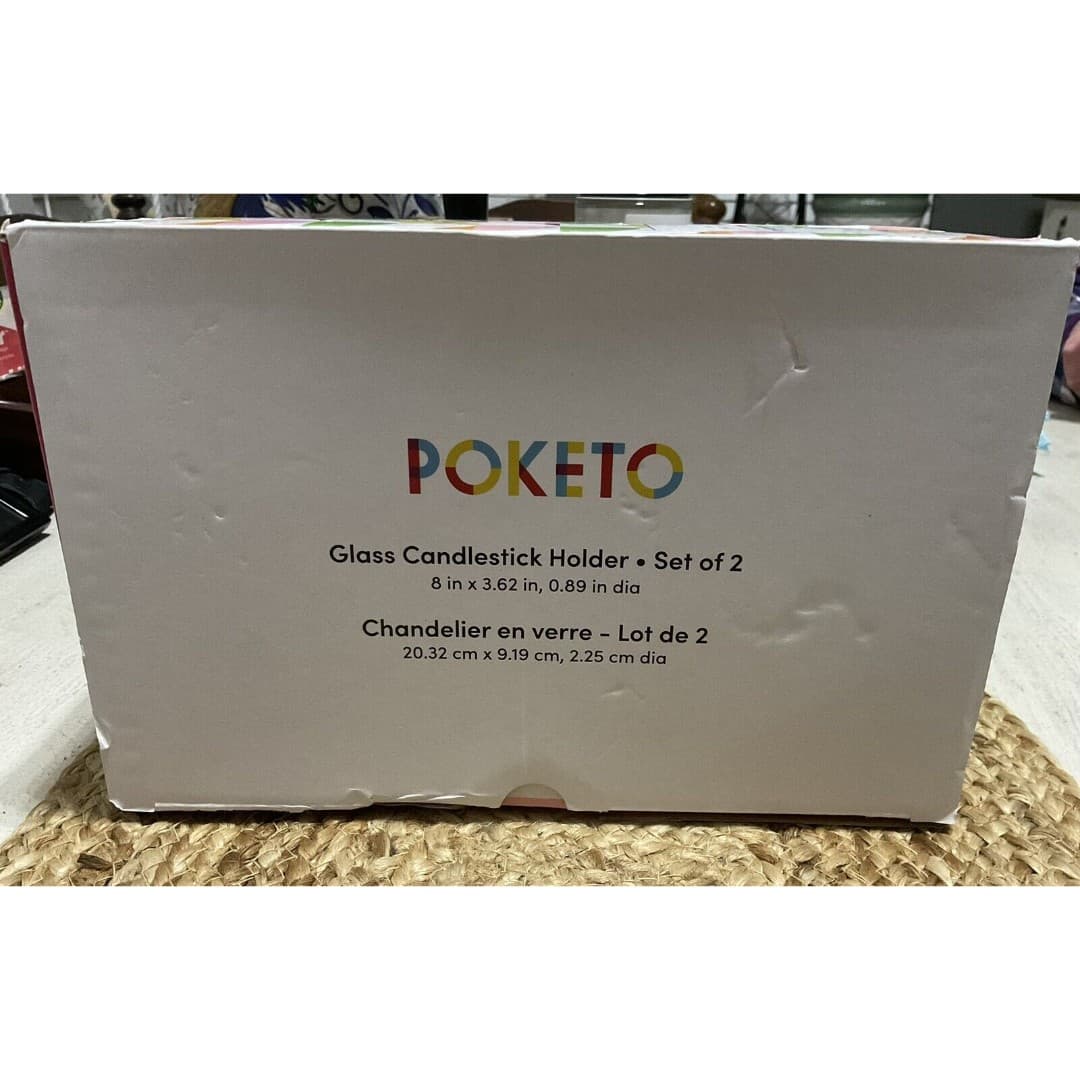 Poketo Glass Candlestick Holder - Set of 2. New - Thumbnail 4