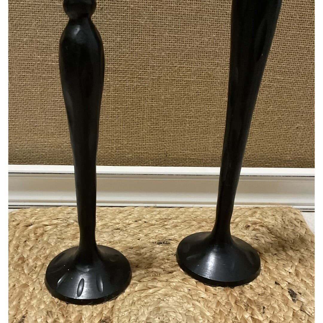 2 Pottery Barn Candlesticks Black Barn Taper Metal Bronze Alba Pair - Thumbnail 4