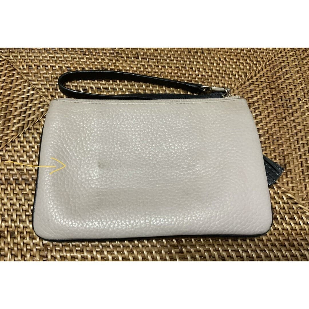 Kate Spade Tinie Chester Street Pebble Leather Wristlet Beige/w Black Handle - Thumbnail 3