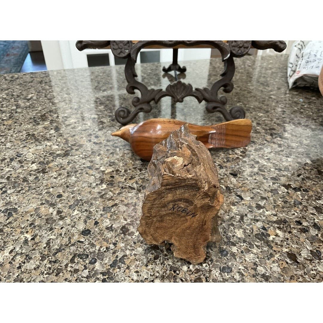 Midcentury Sculpted Bird Wood Carving Wire Legs Wood Base - Thumbnail 4