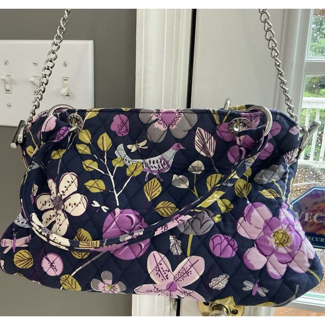 Vera Bradley Chain Bag – Floral Nightingale Blue/Lavender – Shoulder Bag - Thumbnail 4