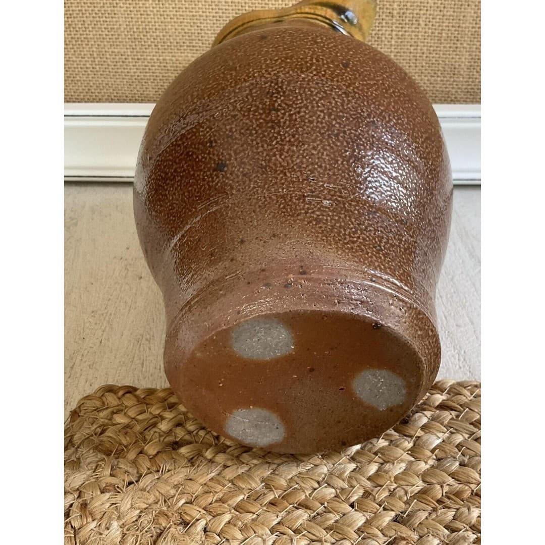 POTTERY STONEWARE PITCHER JUG FOLK ART - Thumbnail 4