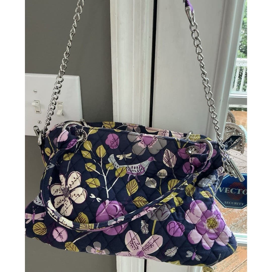 Vera Bradley Chain Bag – Floral Nightingale Blue/Lavender – Shoulder Bag - Thumbnail 3