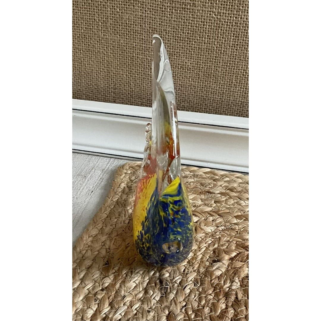 Art Glass Angel Fish Hand Blown Murano Style Figurine Aquarium Blue/yellow/Red - Thumbnail 4