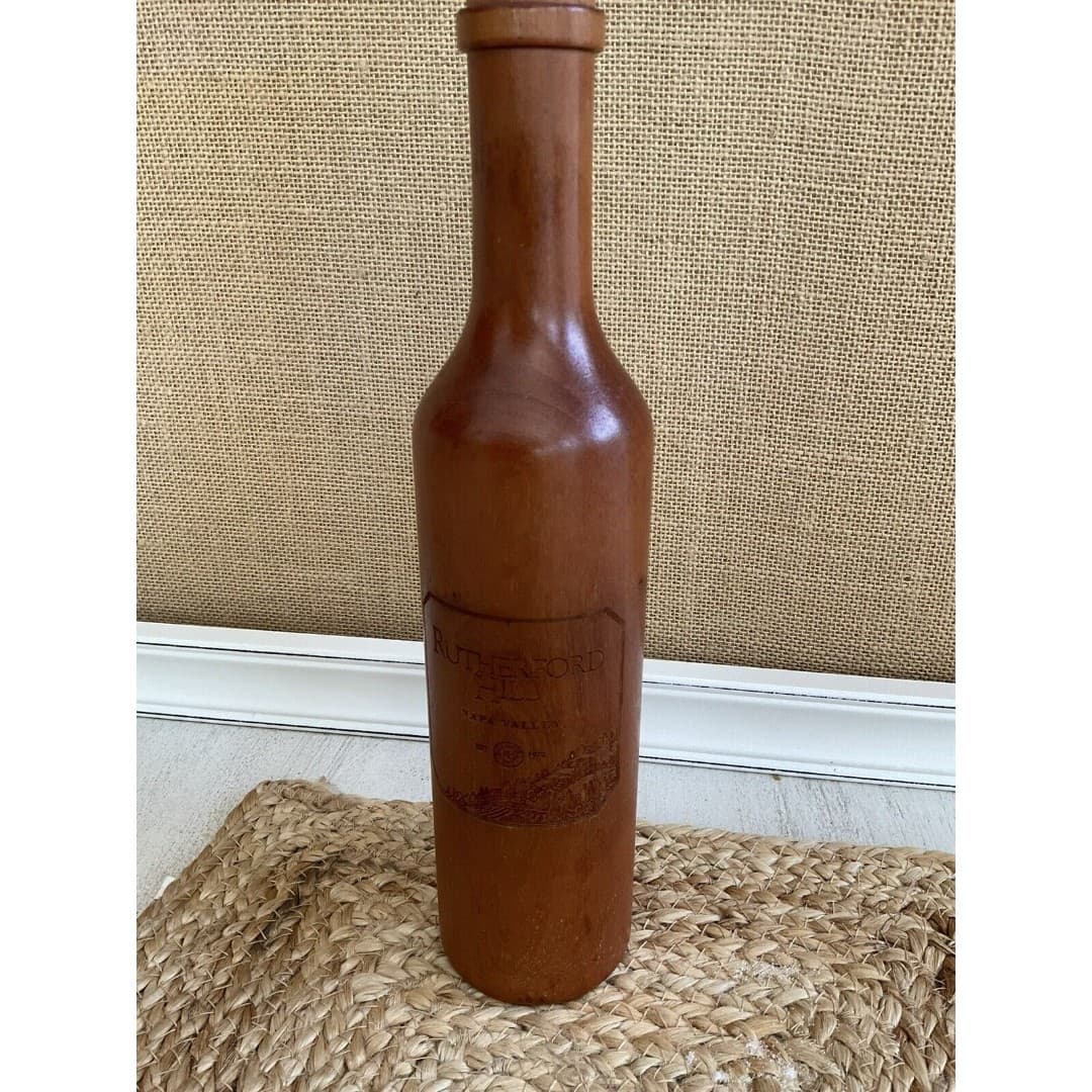 Rutherford Hil Wooden Wine Bottle Pepper Mill/Grinder Napa Valley EST. 1972, USA - Thumbnail 3