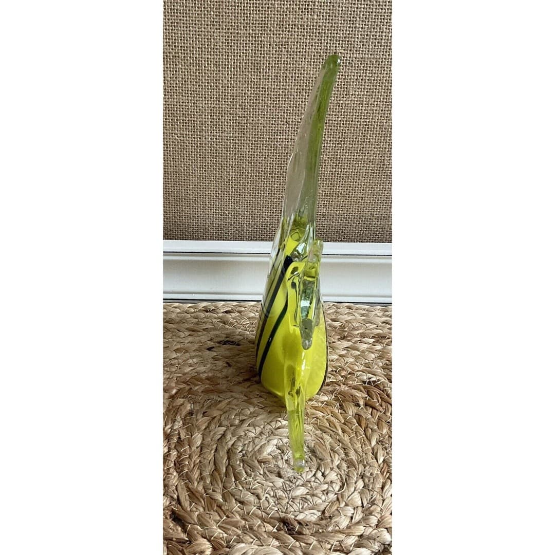 Hand Blown Art Glass Fish Figurine With Vibrant Blue & Yellow Stripes - Thumbnail 5