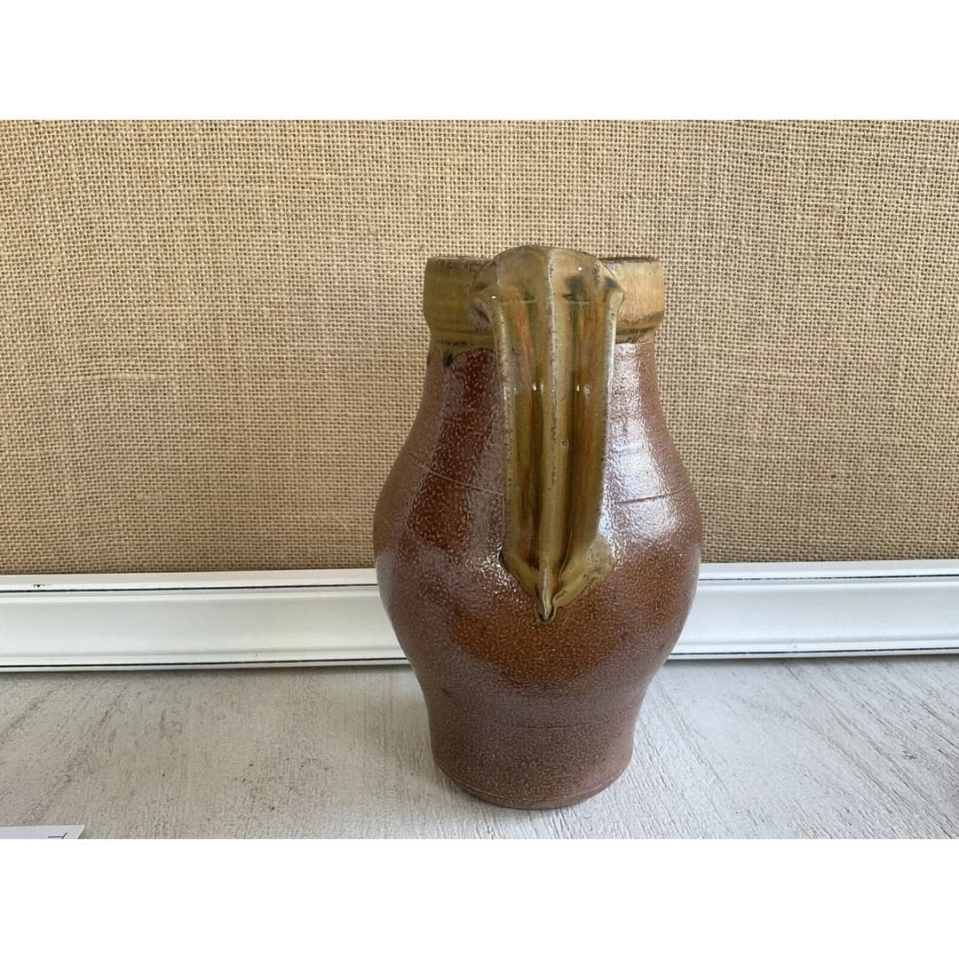 POTTERY STONEWARE PITCHER JUG FOLK ART - Thumbnail 3