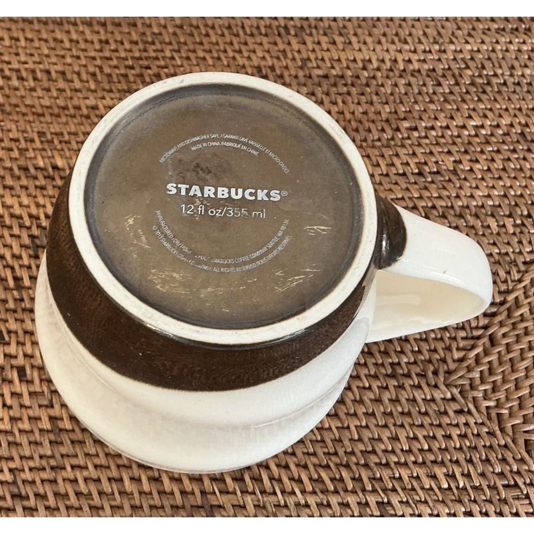 2013 Starbucks Ivory & Metallic Bronze Swirl Coffee Cup Mug 12 Oz - Thumbnail 4