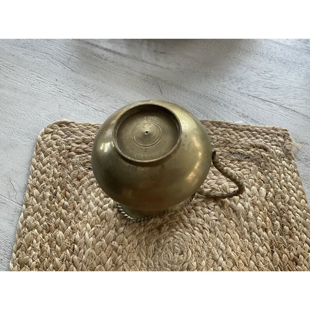 Brass Water Pitcher Home Decor Collectible Twisted Handle Drinkware - Thumbnail 3